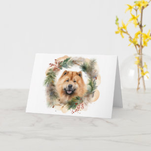 chow chow Christmas Wreath Festive Pup Card
