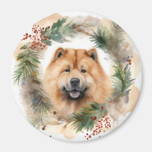 chow chow Christmas Wreath Festive Pup Magnet