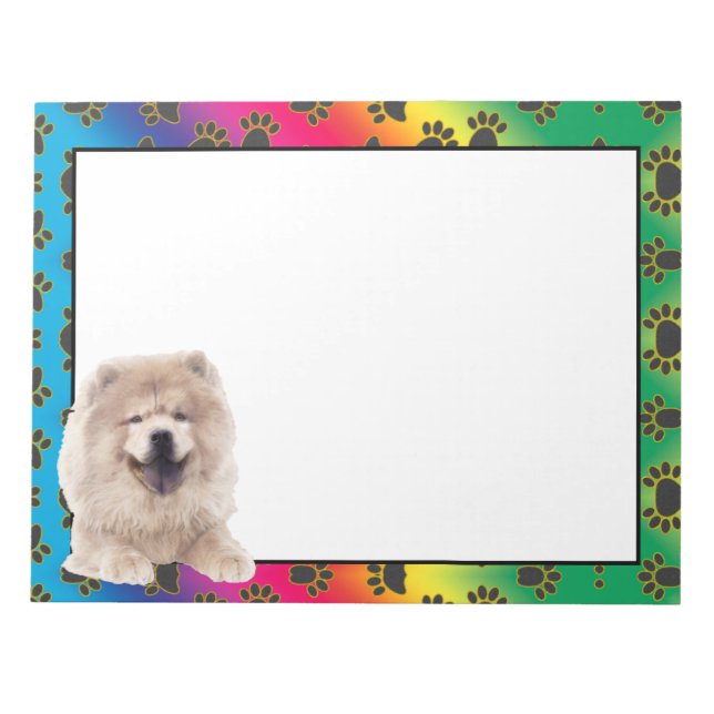 Chow Chow colorful dog paw pattern notepad (Front)
