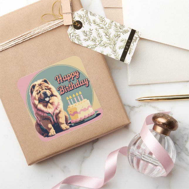 Chow Chow Colorful  Square Sticker (Gifting)