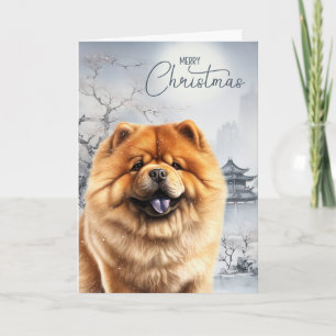 Chow Chow Dog and Snowy Chinese Winter Holiday Card
