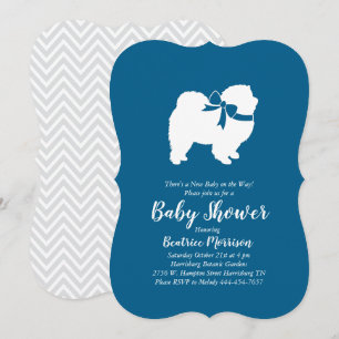 Chow Chow Dog Baby Shower Boy Blue Invitation