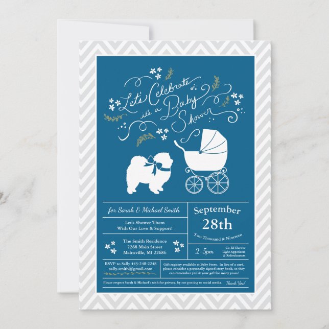Chow Chow Dog Baby Shower Boy Blue Invitation (Front)