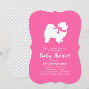 Chow Chow Dog Baby Shower Girl Pink Invitation