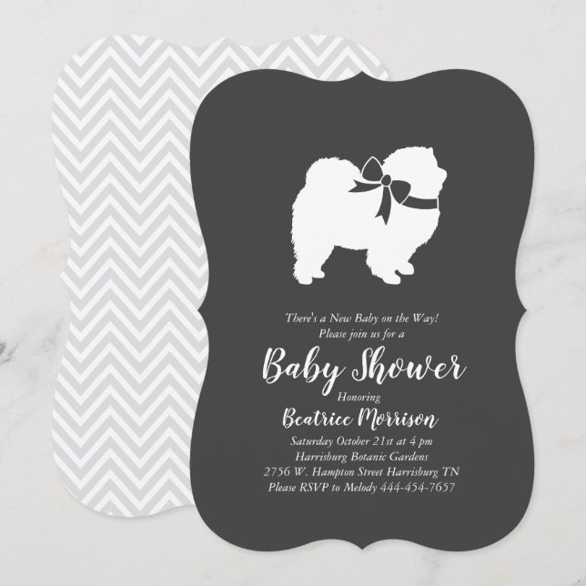 Chow Chow Dog Baby Shower Neutral Invitation (Front/Back)