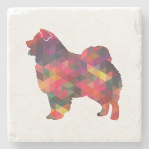 Chow Chow Dog Breed Geo Silhouette Multi Stone Coaster