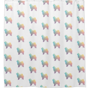 Chow Chow Dog Breed Geo Silhouette Pastel Shower Curtain