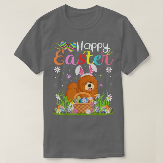 Chow Chow Dog Bunny Egg Hunting Funny Chow Chow Ha T-Shirt (Design Front)