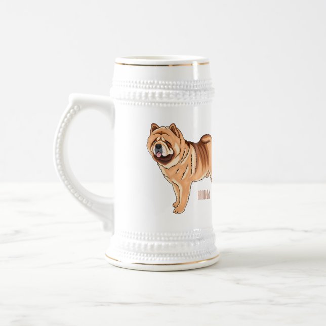 Chow Chow dog cartoon illustration  Beer Stein (Left)