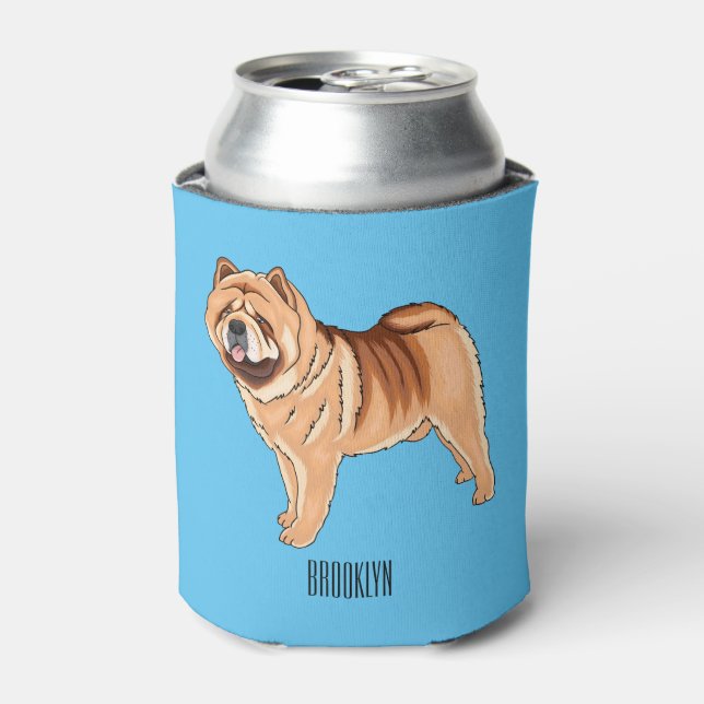 Chow Chow dog cartoon illustration Can Cooler (Can Front)