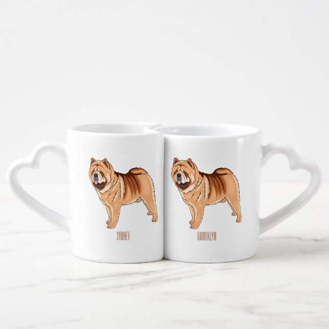 Chow Chow dog cartoon illustration  Coffee Mug Set (Back Nesting)