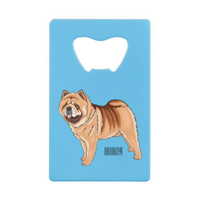 Chow Chow dog cartoon illustration Credit Card Bottle Opener (Front)