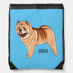 Chow Chow dog cartoon illustration Drawstring Bag
