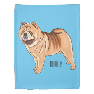 Chow Chow dog cartoon illustration Duvet Cover