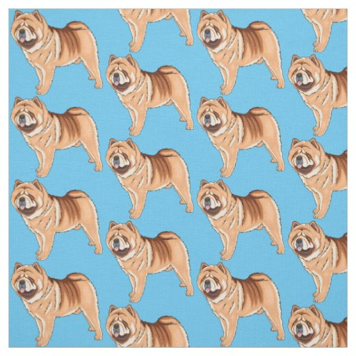 Chow Chow dog cartoon illustration Fabric