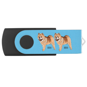 Chow Chow dog cartoon illustration Flash Drive