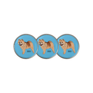 Chow Chow dog cartoon illustration Golf Ball Marker