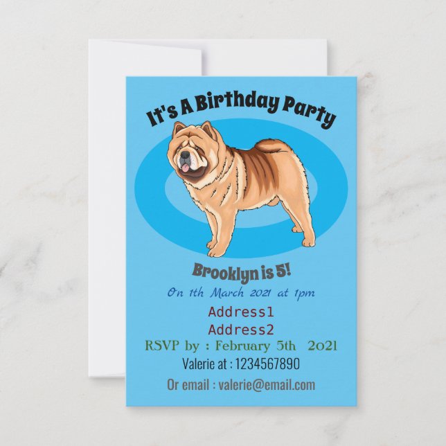 Chow Chow dog cartoon illustration Invitation (Front)