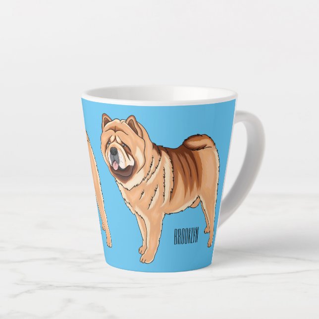 Chow Chow dog cartoon illustration  Latte Mug (Right Angle)