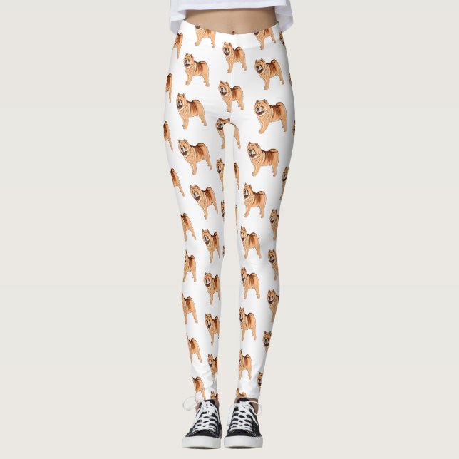 Chow Chow dog cartoon illustration  Leggings (Front)