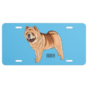 Chow Chow dog cartoon illustration  License Plate