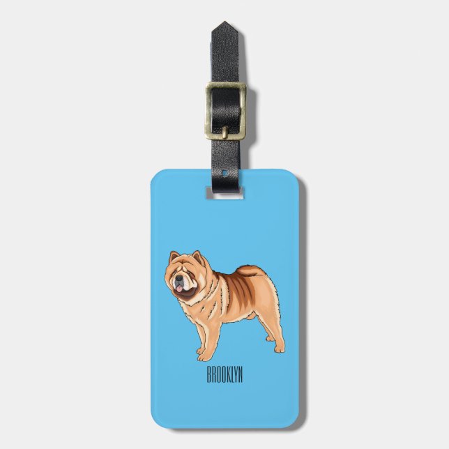 Chow Chow dog cartoon illustration Luggage Tag (Front Vertical)