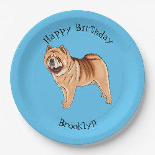 Chow Chow dog cartoon illustration Paper Plates
