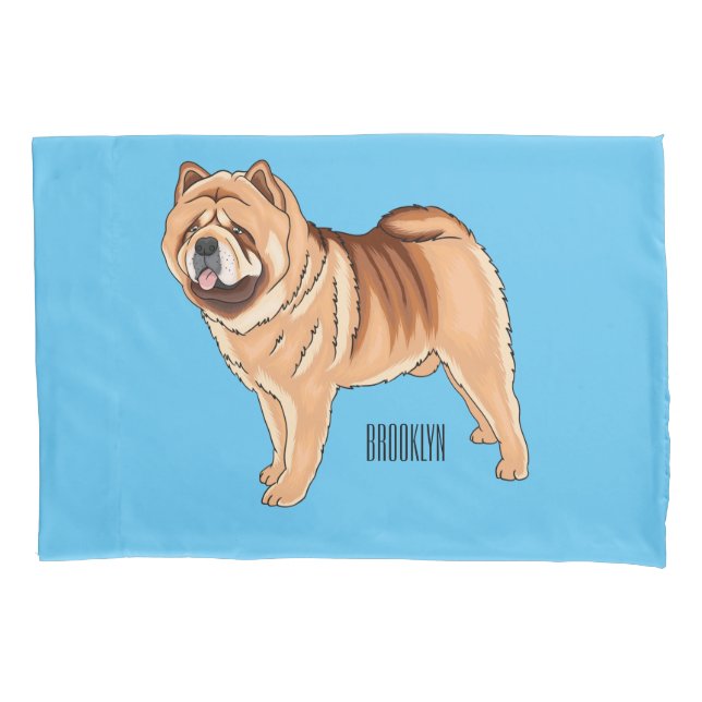 Chow Chow dog cartoon illustration Pillow Case (Front)