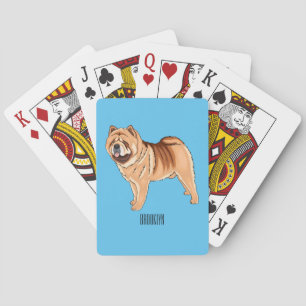 Chow Chow dog cartoon illustration Poker Cards