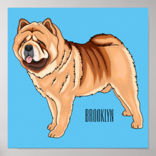 Chow Chow dog cartoon illustration Poster