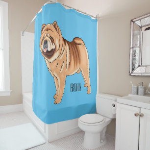 Chow Chow dog cartoon illustration Shower Curtain