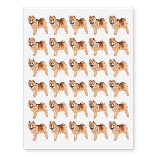 Chow Chow dog cartoon illustration Temporary Tattoos