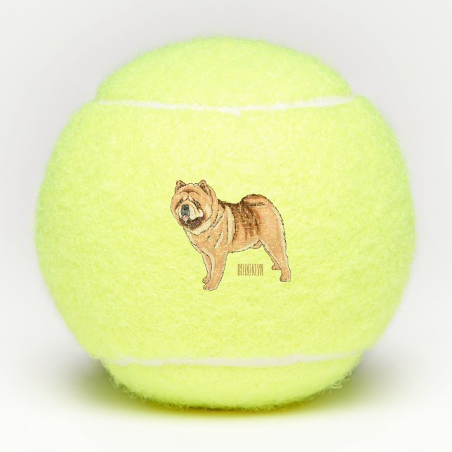 Chow Chow dog cartoon illustration  Tennis Balls (Front)