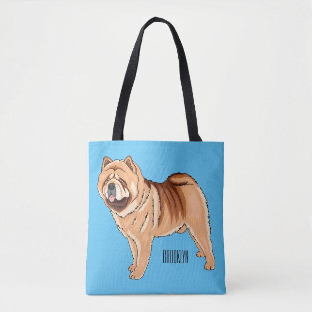 Chow Chow dog cartoon illustration Tote Bag (Front)