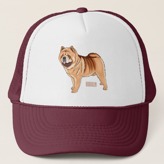 Chow Chow dog cartoon illustration Trucker Hat (Front)