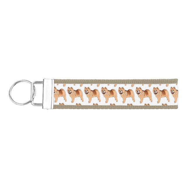 Chow Chow dog cartoon illustration  Wrist Keychain (Keys on Left)