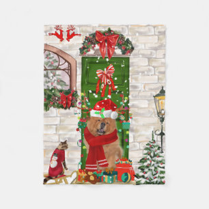 Chow Chow Dog Christmas Fleece Blanket