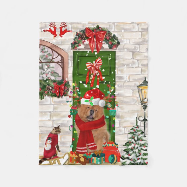Chow Chow Dog Christmas  Fleece Blanket (Front)