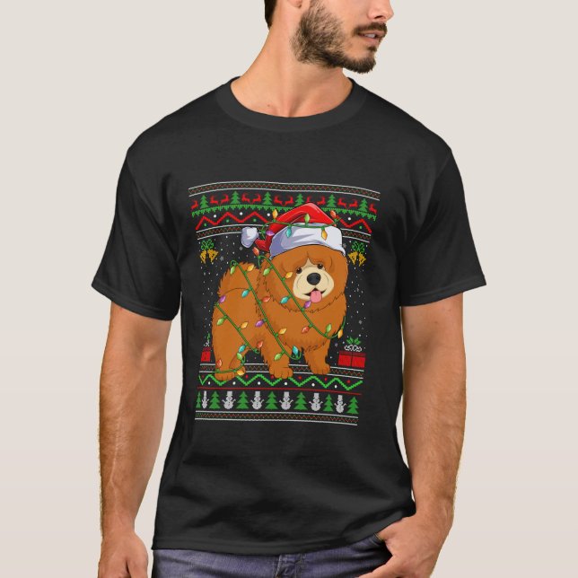 Chow Chow Dog Christmas Lights Santa Ugly Sweater  (Front)