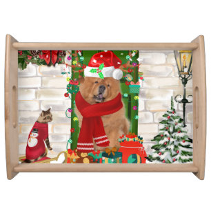 Chow Chow Dog Christmas Serving Tray