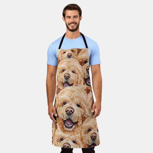 Chow chow dog collage illustration pencil sketch apron