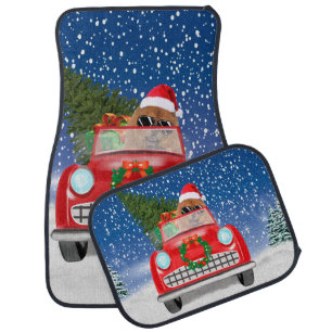 Chow Chow Dog Driving Car In Snow Car Floor Mat