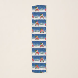 Chow Chow Dog Driving Car In Snow Scarf