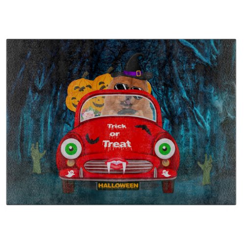 Chow Chow Dog Driving Car Scary Halloween  Cutting Board