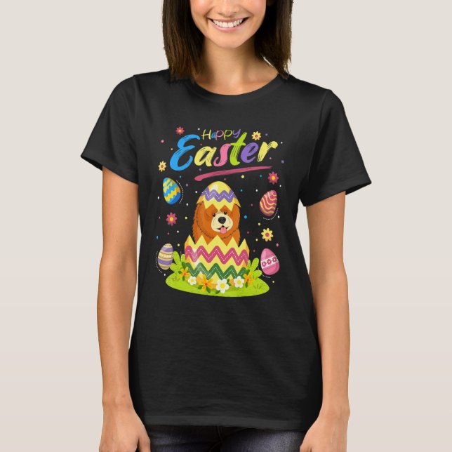 Chow Chow Dog   Easter Egg Chow Chow Happy Easter T-Shirt (Front)