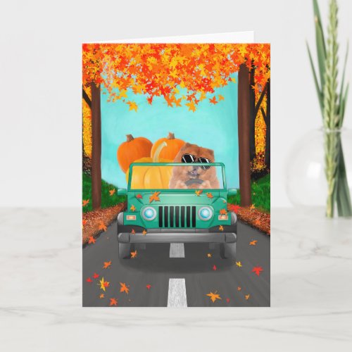 Chow Chow Dog Fall Pumpkin  Card