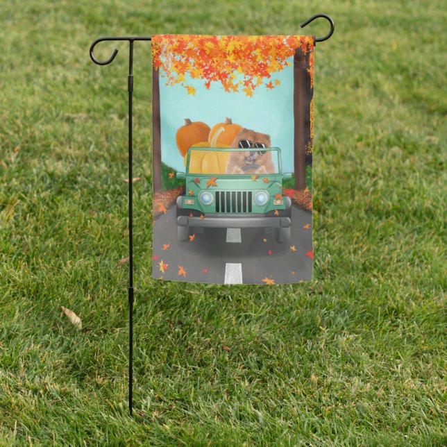 Chow Chow Dog Fall Pumpkin  Garden Flag (In SItu)