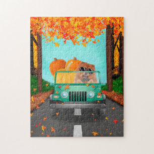 Chow Chow Dog Fall Pumpkin Jigsaw Puzzle