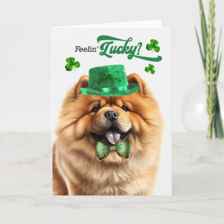 Chow Chow Dog Feelin' Lucky St Patrick's Day Holiday Card