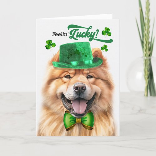 Chow Chow Dog Feelin Lucky St Patricks Day Holiday Card